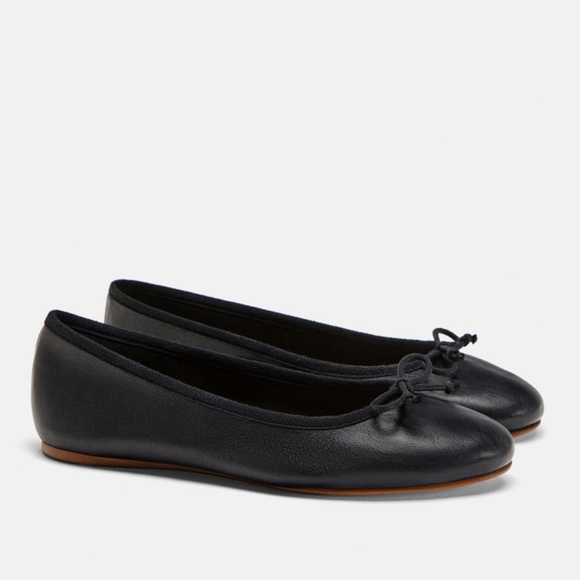 Zara | Leather Ballerinas with Bow Detail - Picture 2 of 6